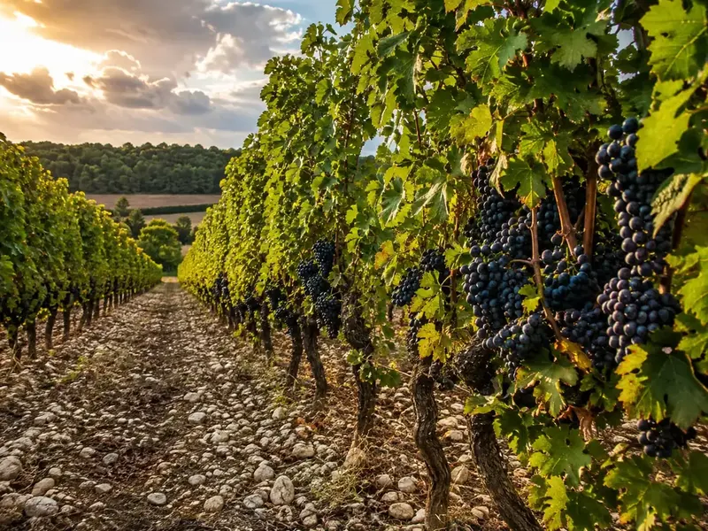 Bordeaux vineyard rows along the Route des Châteaux